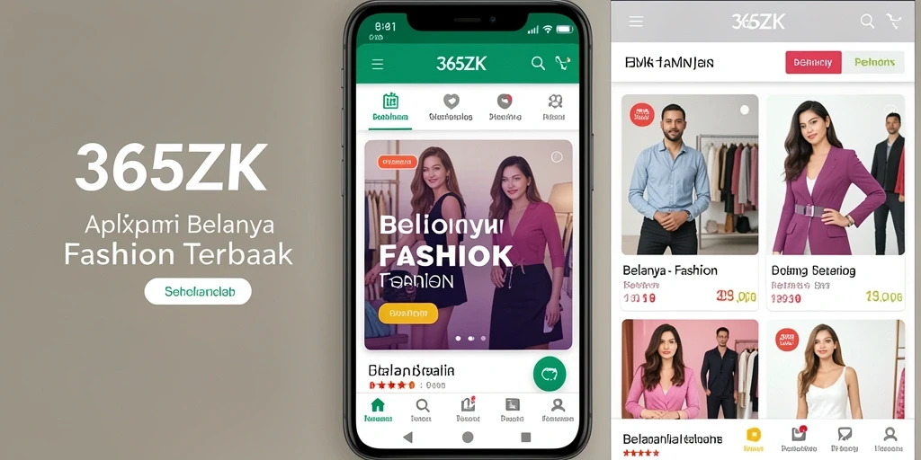 Antarmuka aplikasi 365ZK yang menarik dan fungsional untuk belanja fashion.
