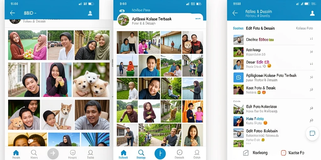 Antarmuka aplikasi 88ID untuk pembuatan kolase foto yang mudah dan interaktif.