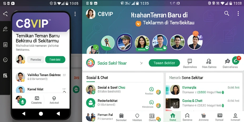 Tampilan antarmuka utama C8VIP untuk interaksi sosial.