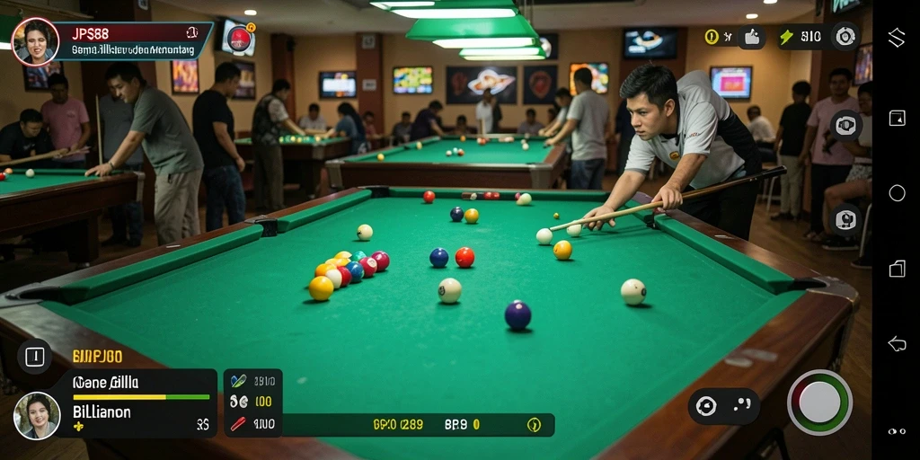 Antarmuka pengguna JPS88 yang menarik dan fungsional untuk permainan Billiard.