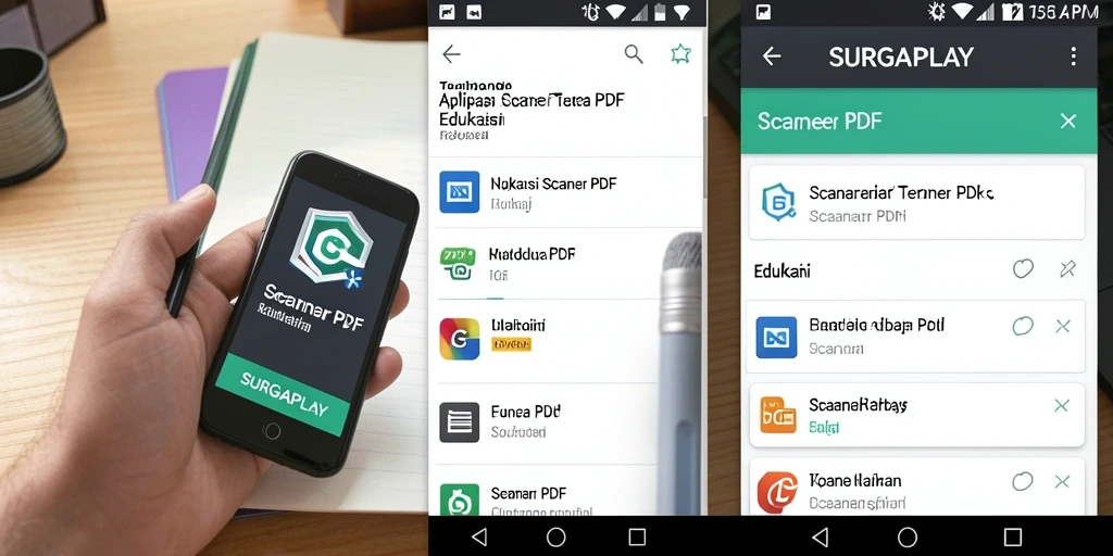 Antarmuka utama SURGAPLAY menampilkan fitur lengkap untuk Scanner PDF.